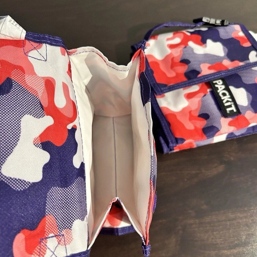 Pack of 2 Pack-It Freezable Lunch Snack Bags – Pink & Purple Camo, Foldable